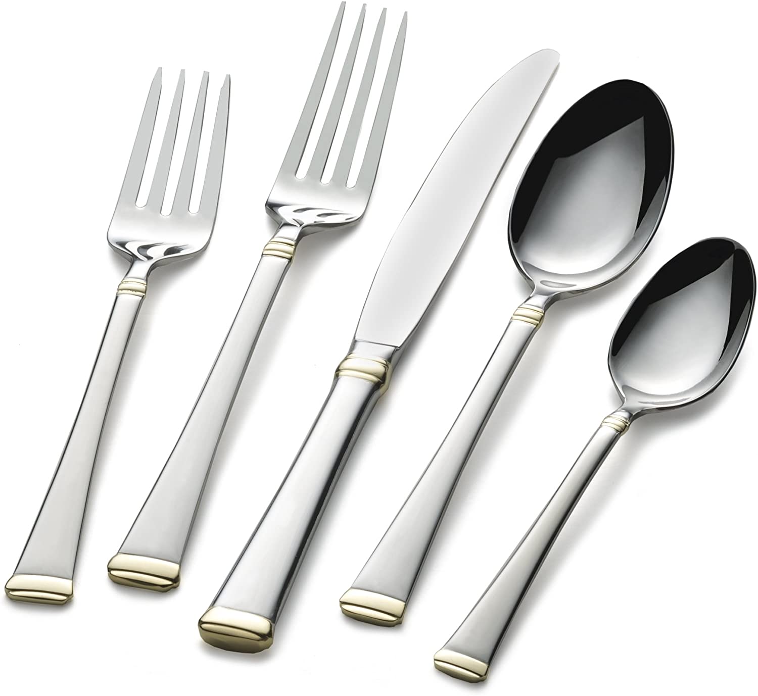 5-Piece Stainless Steel Flatware Set with Serveware, Service for 12