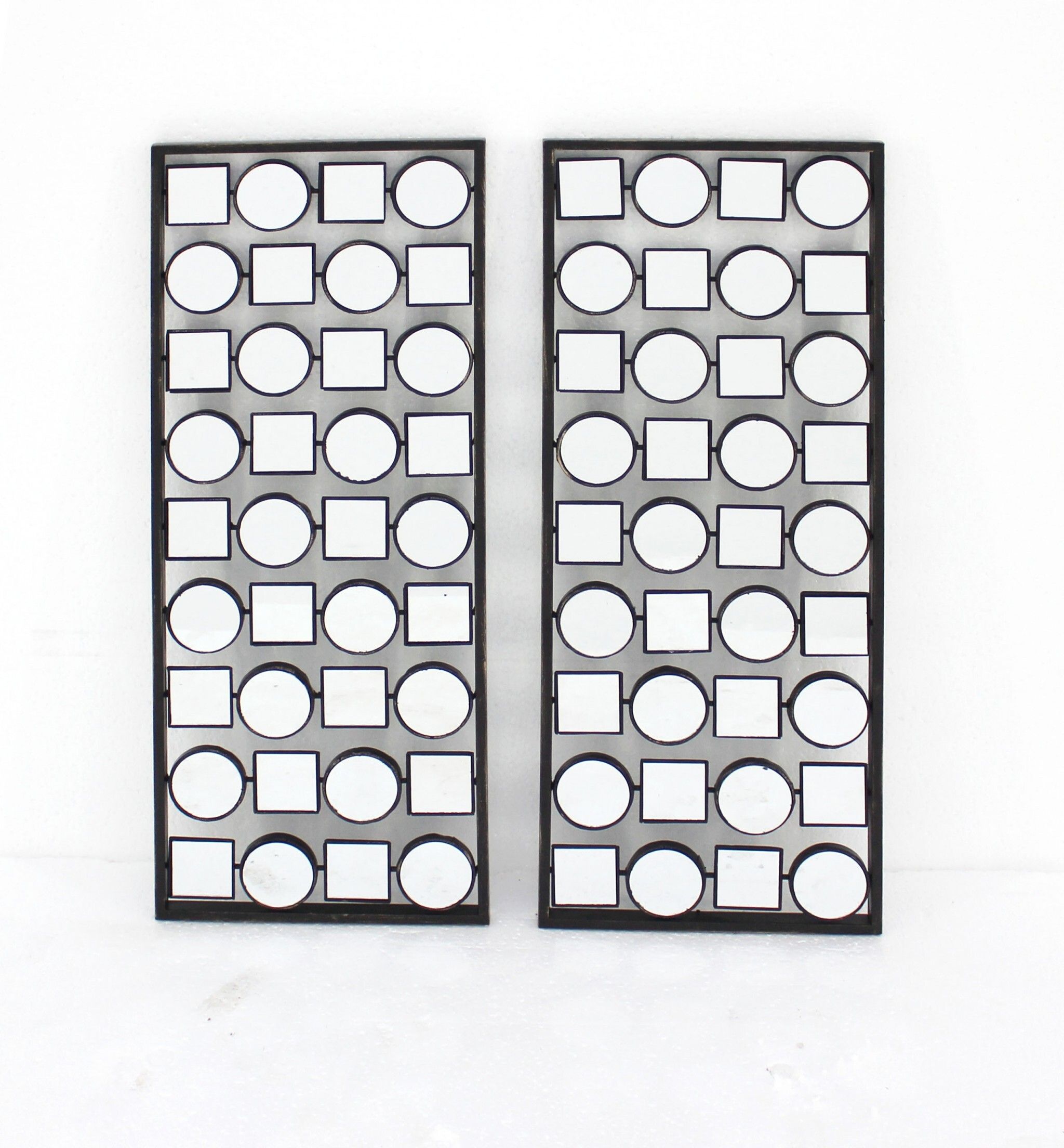 Dark Bronze Finish Mirrored Metal Wall Plaque Set