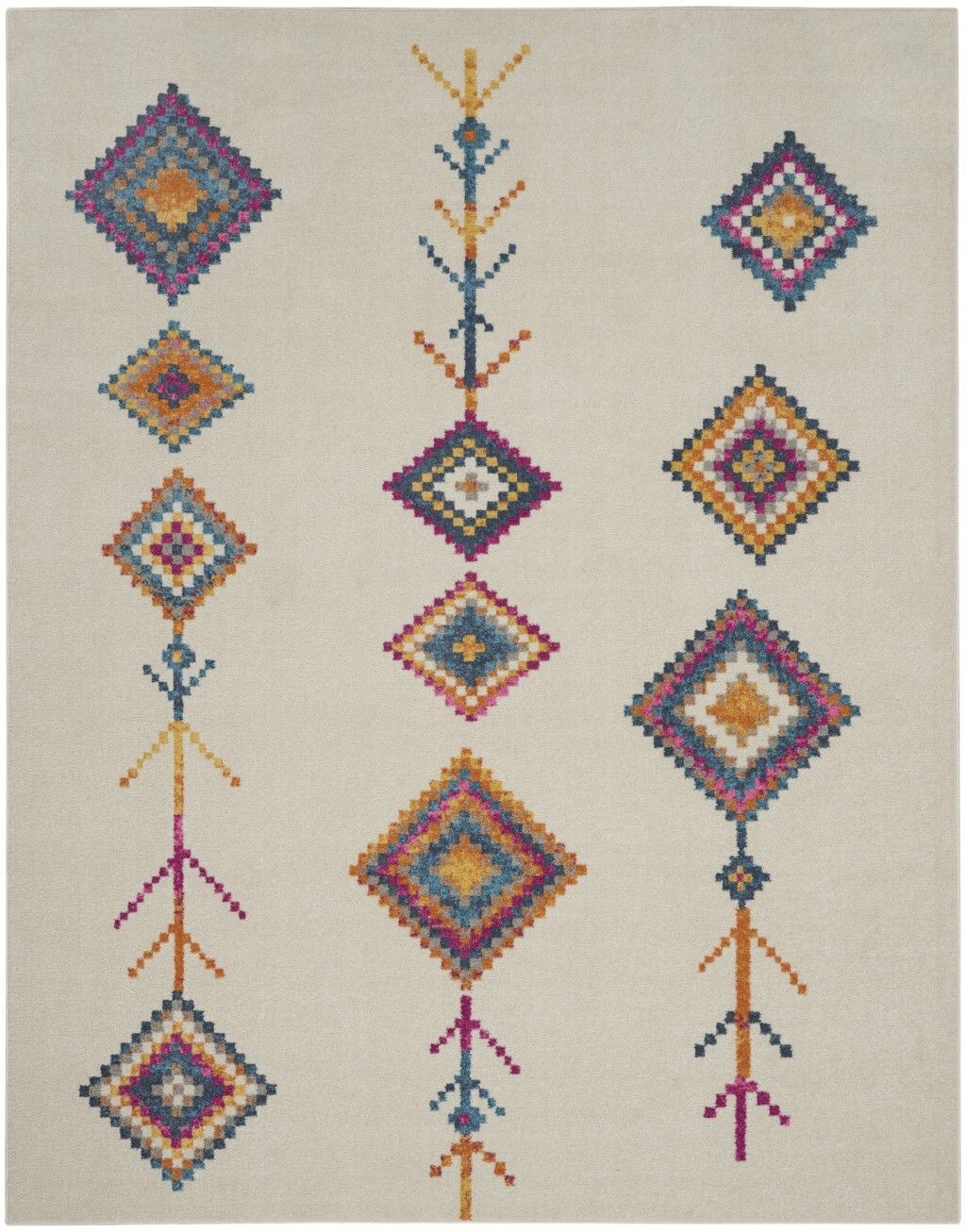 7′ x 10′ Ivory Boho Jewels Geometric Area Rug