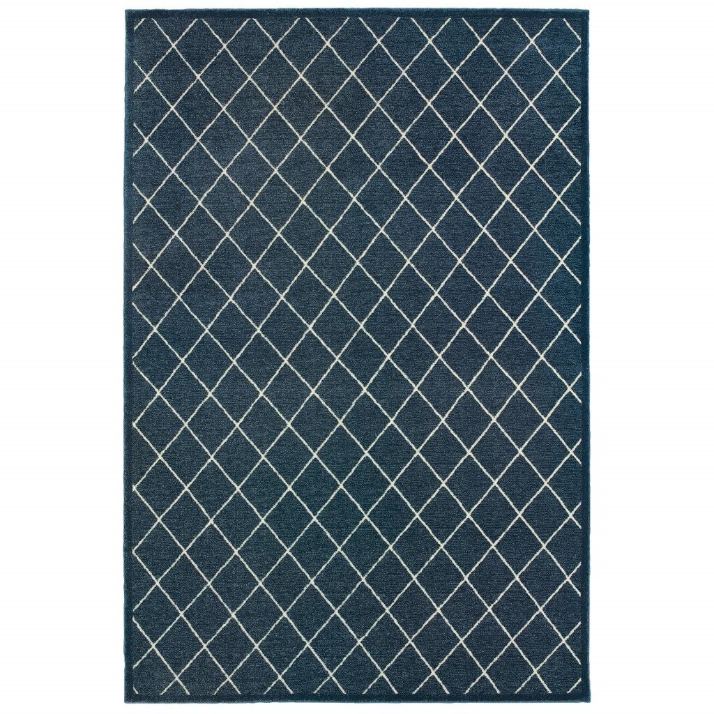 4′ x 6′ Navy and Ivory Lattice Indoor Area Rug