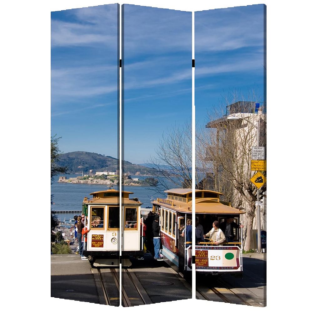 1″ x 48″ x 72″ Multi Color Wood Canvas San Francisco Screen